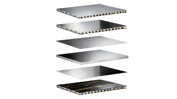 Layered build-up of a coated metal panel