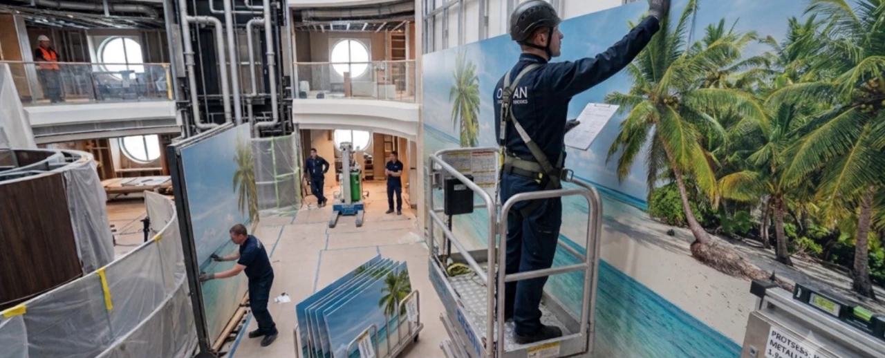 Installation of printed metal panels